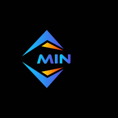 Siyah arka planda MIN soyut teknoloji logosu tasarımı. MIN yaratıcı harf logosu kavramı.