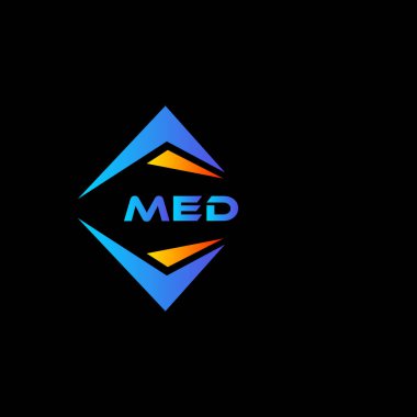 Kara zemin üzerinde MED teknolojisi logo tasarımı. MED yaratıcı harflerin baş harfleri logo kavramı.