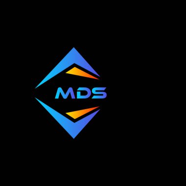 Siyah arka planda MDS soyut teknoloji logosu tasarımı. MDS yaratıcı harf logosu kavramı.
