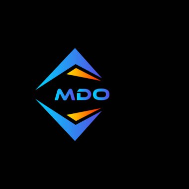 Siyah arka planda MDO 'nun soyut teknoloji logosu tasarımı. MDO yaratıcı harf logosu kavramı.
