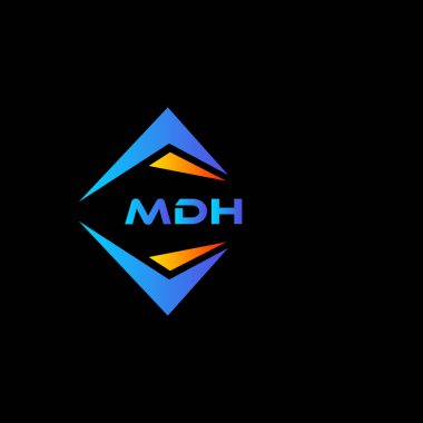 Siyah arka planda MDH soyut teknoloji logosu tasarımı. MDH yaratıcı harflerin baş harfleri logo kavramı.