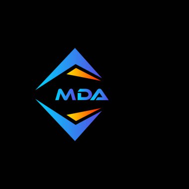 Siyah arka planda MDA soyut teknoloji logosu tasarımı. MDA yaratıcı harf logosu kavramı.