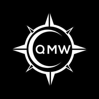 QMW soyut teknoloji çemberi logo tasarımını siyah arkaplan üzerine kuruyor. QMW yaratıcı harfler harf logosu kavramı. QMW soyut teknoloji dairesi siyah arkaplan üzerine logo tasarımı ayarlıyor. QMW yaratıcı harflerin baş harfleri logo kavramı.