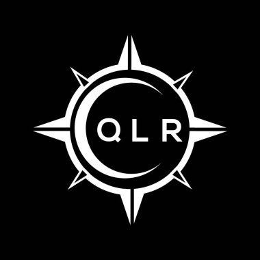 QLR soyut teknoloji çemberi kara arkaplan üzerine logo tasarımı ayarlıyor. QLR yaratıcı harflerin baş harfleri logo kavramı.