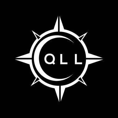 QLL soyut teknoloji çemberi kara arkaplan üzerine logo tasarımı ayarlıyor. QLL yaratıcı harfler harf logosu kavramı.