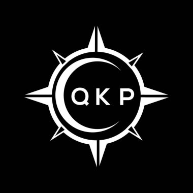QKP soyut teknoloji çemberi kara arkaplan üzerine logo tasarımı ayarlıyor. QKP yaratıcı harf logosu kavramı.