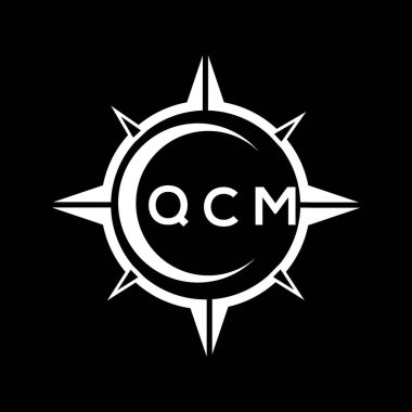 KCM soyut teknoloji çemberi logo tasarımını siyah arkaplan üzerine kuruyor. KCM yaratıcı harflerin baş harfleri logo kavramı.