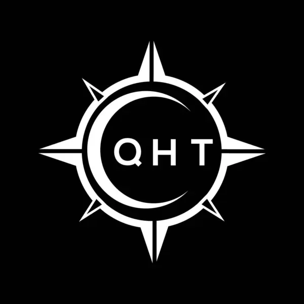Qht Abstract Technologie Cirkel Instelling Logo Ontwerp Zwarte Achtergrond Qht — Stockvector