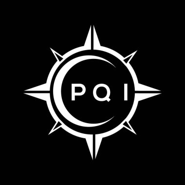 PQI soyut teknoloji çemberi logo tasarımını siyah arka plana ayarlıyor. PQI yaratıcı harf logosu kavramı.