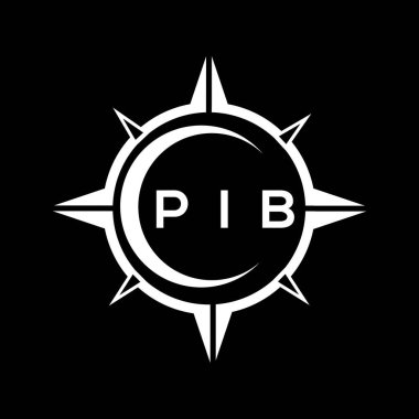 PIB soyut teknoloji çemberi logo tasarımını siyah arkaplan üzerine kuruyor. PIB yaratıcı harflerin baş harfleri logosu.