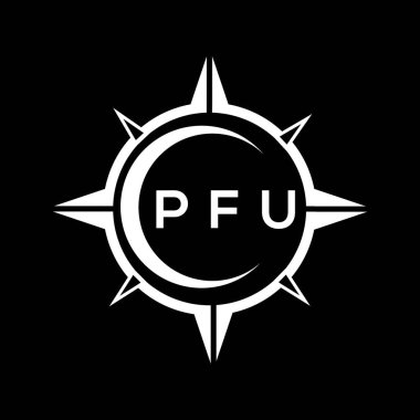 PFU soyut teknoloji çemberi logo tasarımını siyah arkaplan üzerine kuruyor. PFU 'nun yaratıcı baş harfleri harf logosu. PFU soyut teknoloji dairesi siyah arkaplan üzerine logo tasarımı ayarlıyor. PFU yaratıcı harflerin baş harfleri logosu.