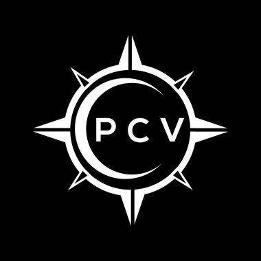 PCV soyut teknoloji çemberi logo tasarımını siyah arka plana ayarlıyor. PCV yaratıcı harflerin baş harfleri logosu.