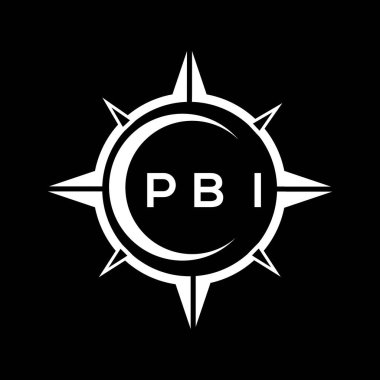 PBI soyut teknoloji çemberi logo tasarımını siyah arkaplan üzerine kuruyor. PBI yaratıcı harfler harfi logosu.