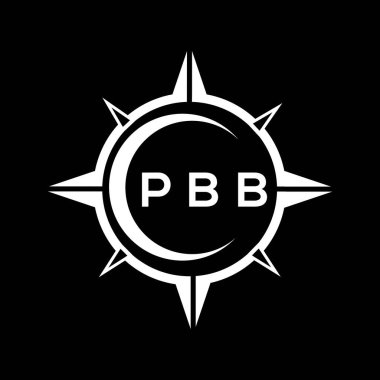 PBB soyut teknoloji çemberi logo tasarımını siyah arkaplan üzerine kuruyor. PBB yaratıcı harflerin baş harfleri logosu.