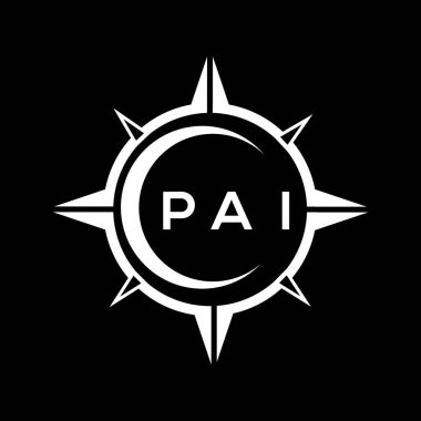PAI soyut teknoloji çemberi logo tasarımını siyah arkaplan üzerine kuruyor. PaI yaratıcı harf logosu.