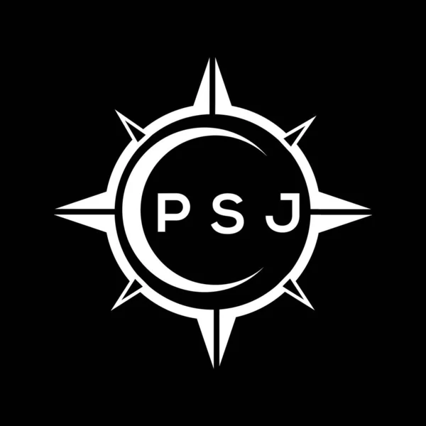 Psj Tecnología Abstracta Círculo Ajuste Logo Diseño Sobre Fondo Negro — Archivo Imágenes Vectoriales