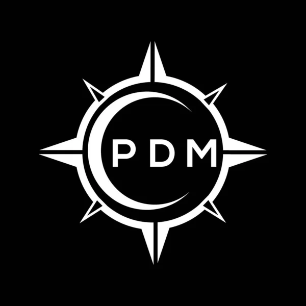 Pdm Tecnología Abstracta Círculo Configuración Logo Diseño Sobre Fondo Negro — Archivo Imágenes Vectoriales