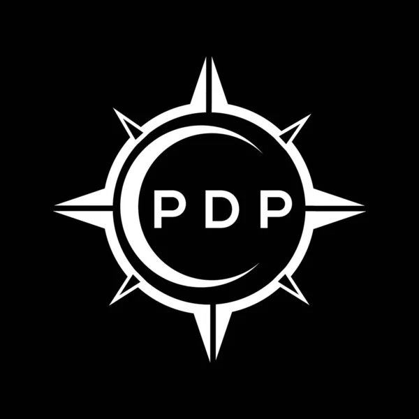 Diseño Logotipo Configuración Círculo Tecnología Abstracta Pdp Sobre Fondo Negro — Archivo Imágenes Vectoriales