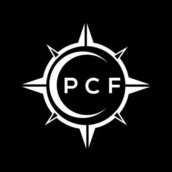 Diseño Logotipo Configuración Círculo Tecnología Abstracta Pcf Sobre Fondo Negro — Archivo Imágenes Vectoriales