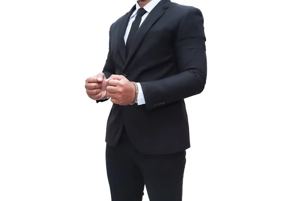 白い背景に隔離された黒いスーツの白い襟犯罪 カットアウト — ストック写真