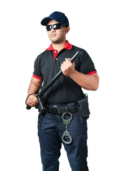 Φρουροί Ασφαλείας Που Φορούν Μαύρα Γυαλιά Και Καπέλα Στέκεται Κρατώντας — Φωτογραφία Αρχείου