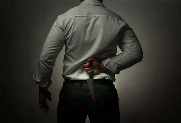 Homme Affaires Criminel Portant Une Chemise Blanche Manches Longues Tenant — Photo