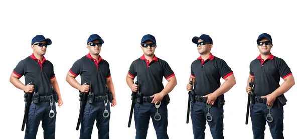 Set Cutout Male Security Guard White Background — Stock Photo, Image