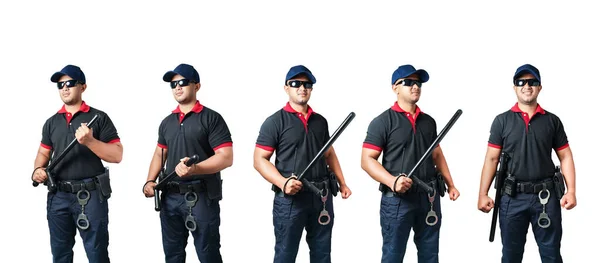 Conjunto Recorte Guardia Seguridad Masculino Sobre Fondo Blanco — Foto de Stock