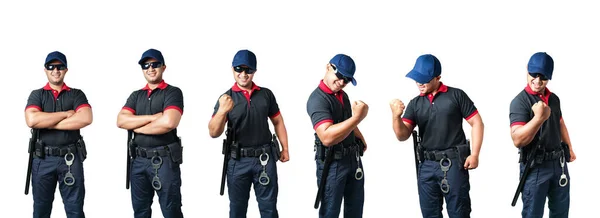 Conjunto Recorte Guardia Seguridad Masculino Sobre Fondo Blanco — Foto de Stock