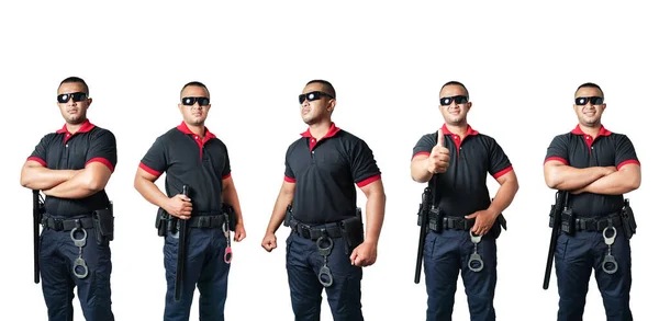 Set Cutout Male Security Guard White Background — Stock Photo, Image