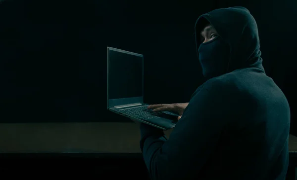 Big Financial Data Theft Concept Anonymous Hacker Hacking Highly Protected — Foto Stock