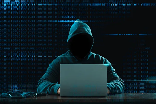 Das Konzept Des Diebstahls Großer Finanzdaten Anonymer Hacker Hackt Hoch — Stockfoto