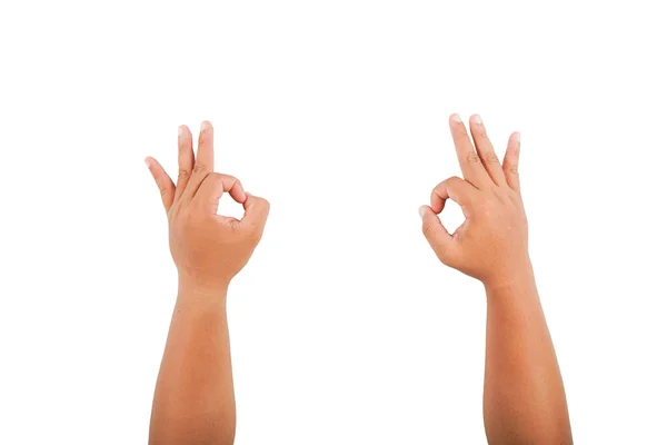 Make Okay Hand Raise White Background Clipping Path — 图库照片