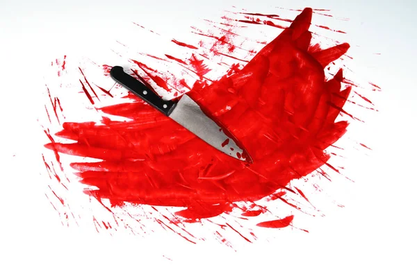 Knife Blood Stains White Background — Stockfoto