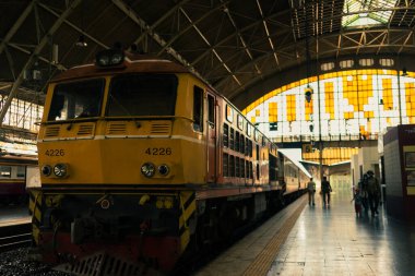 Mood and tone cinema at Hua Lamphong Railway Station Bangkok's main train station Plan a happy holiday vacation. Bangkok.Thailand-25.07.2022