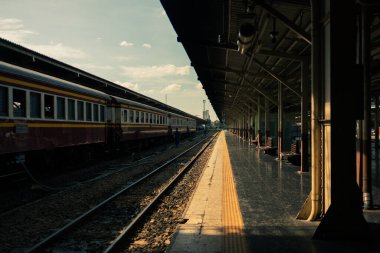 Mood and tone cinema at Hua Lamphong Railway Station Bangkok's main train station Plan a happy holiday vacation. Bangkok.Thailand-25.07.2022