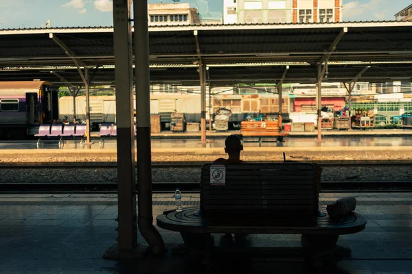 Mood Tone Cinema Hua Lamphong Railway Station Bangkok Main Train — Fotografia de Stock