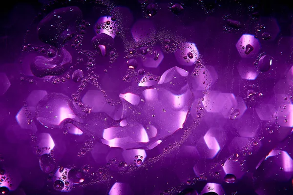 Blurred Glittering Purple Violet Background Heart Shaped Water Droplets Closeup — Stock Photo, Image