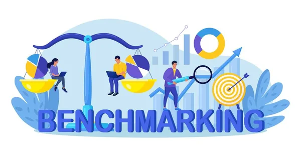 Benchmarking Come Business Confrontare Strumento Miglioramento Confronto Tra Qualità Costo — Vettoriale Stock