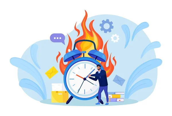 Zakenman Een Formeel Pak Probeert Tijd Stoppen Uiterste Datum Tijdmanagement — Stockvector