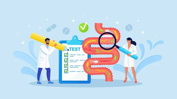 Pequeños Científicos Que Estudian Tracto Gastrointestinal Sistema Digestivo Médicos Haciendo — Archivo Imágenes Vectoriales