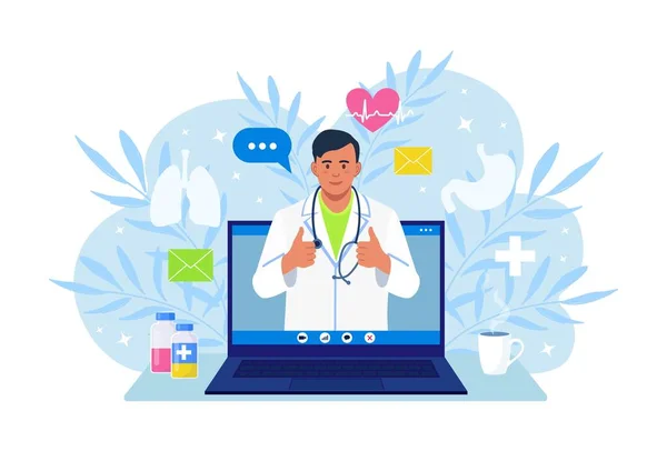Online Dokter Vraag Maar Aan Therapeut Online Medisch Advies Advies — Stockvector
