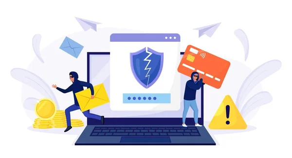 Cyber Bűnözők Feltörik Ellopják Mail Hitelkártya Adatokat Internetes Adathalász Támadás — Stock Vector