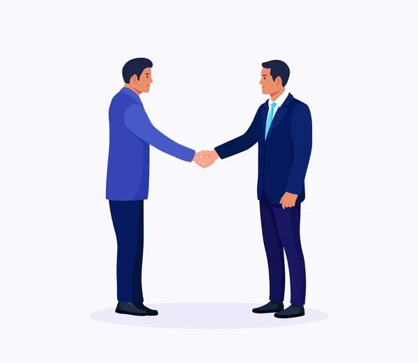 商人们握手 两个男人握手 缔约方的同意 伙伴关系概念 成功的谈判 商业伙伴会议 — 图库矢量图片
