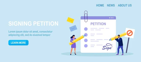 Ansökningsformulär Personer Som Undertecknar Och Sprider Framställningar Eller Klagomål Onlineröstning — Stock vektor