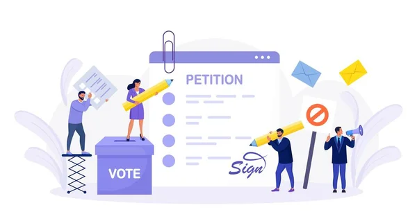 Formulário Petição Com Caixa Voto Pessoas Assinando Espalhando Petição Reclamação Vetores De Bancos De Imagens Sem Royalties