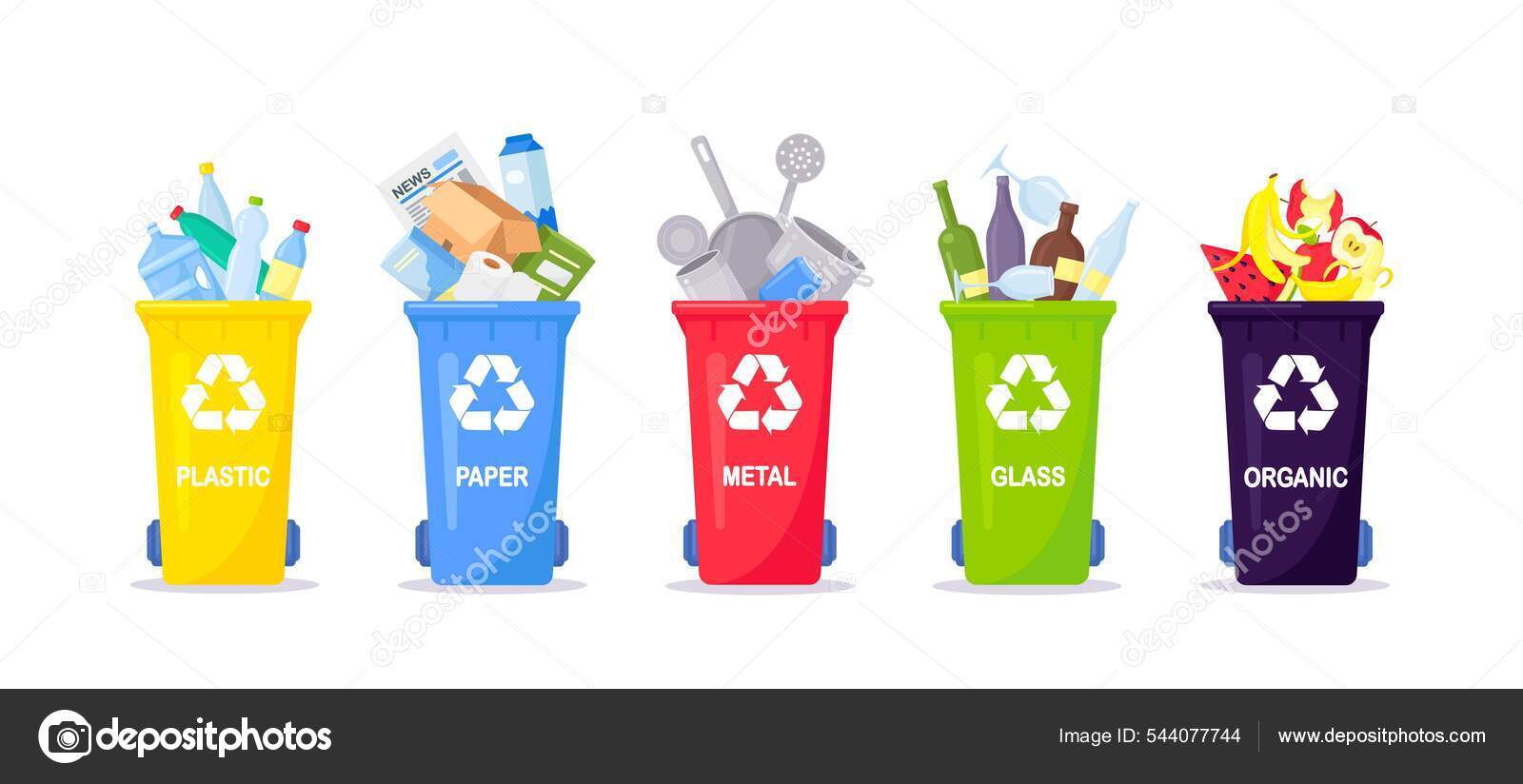Waste Collection Segregation Recycling Garbage Separated Different