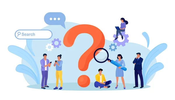 Frequently Asked Questions Information Retrieval Business People Ask Questions Using — Stock Vector