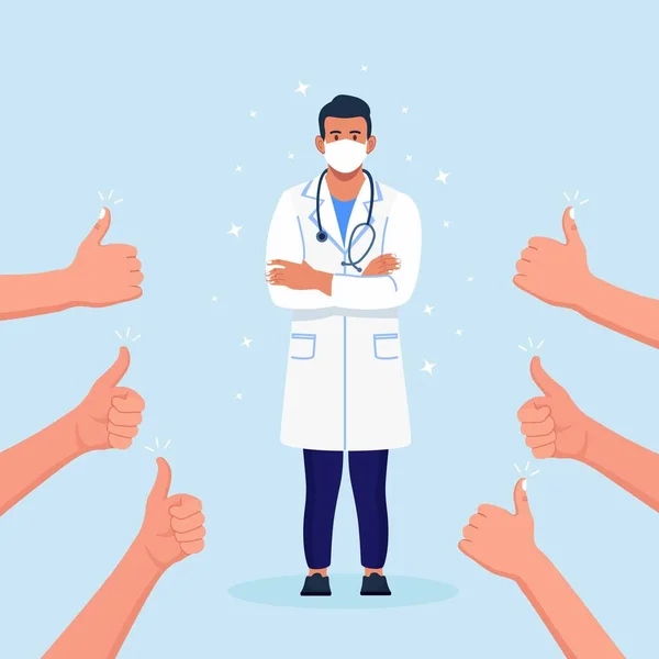 Persoanele Degete Sus Mâini Pentru Medici Mulțumesc Doctorului Asistentelor Medicale — Vector de stoc