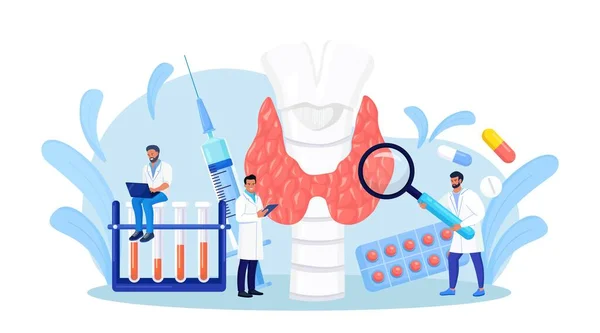 Endocrinologen Diagnosticeren Behandelen Schildklier Artsen Maken Bloedtesten Hormonen Hypothyreoïdie Hyperthyreoïdie — Stockvector